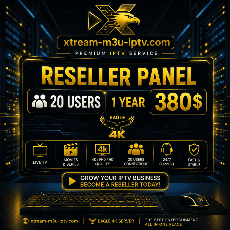 xtream m3u iptv Reseller Panel 20 users 1 year